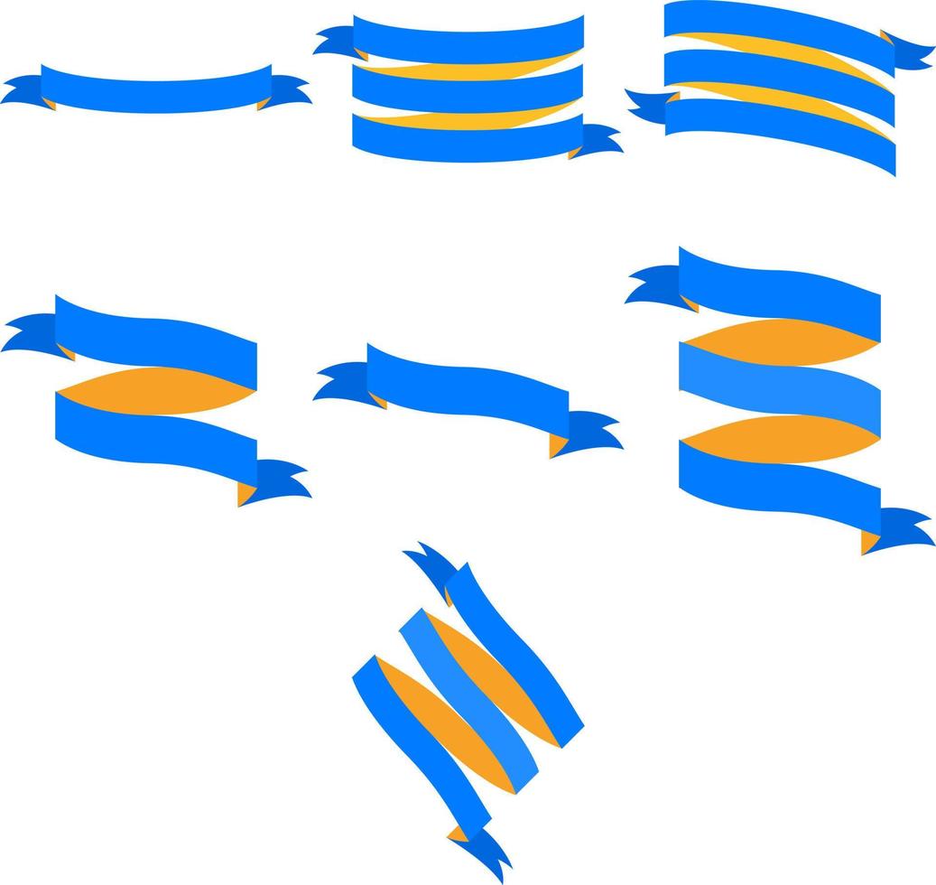 un ensemble de vecteurs d'illustration de ruban dans les couleurs bleu et jaune vecteur