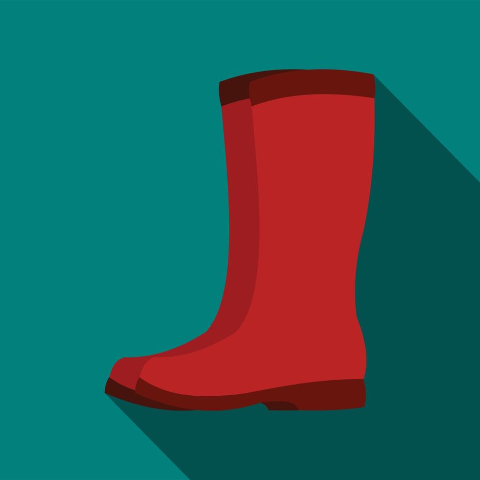 icône de bottes en caoutchouc rouge, style plat vecteur