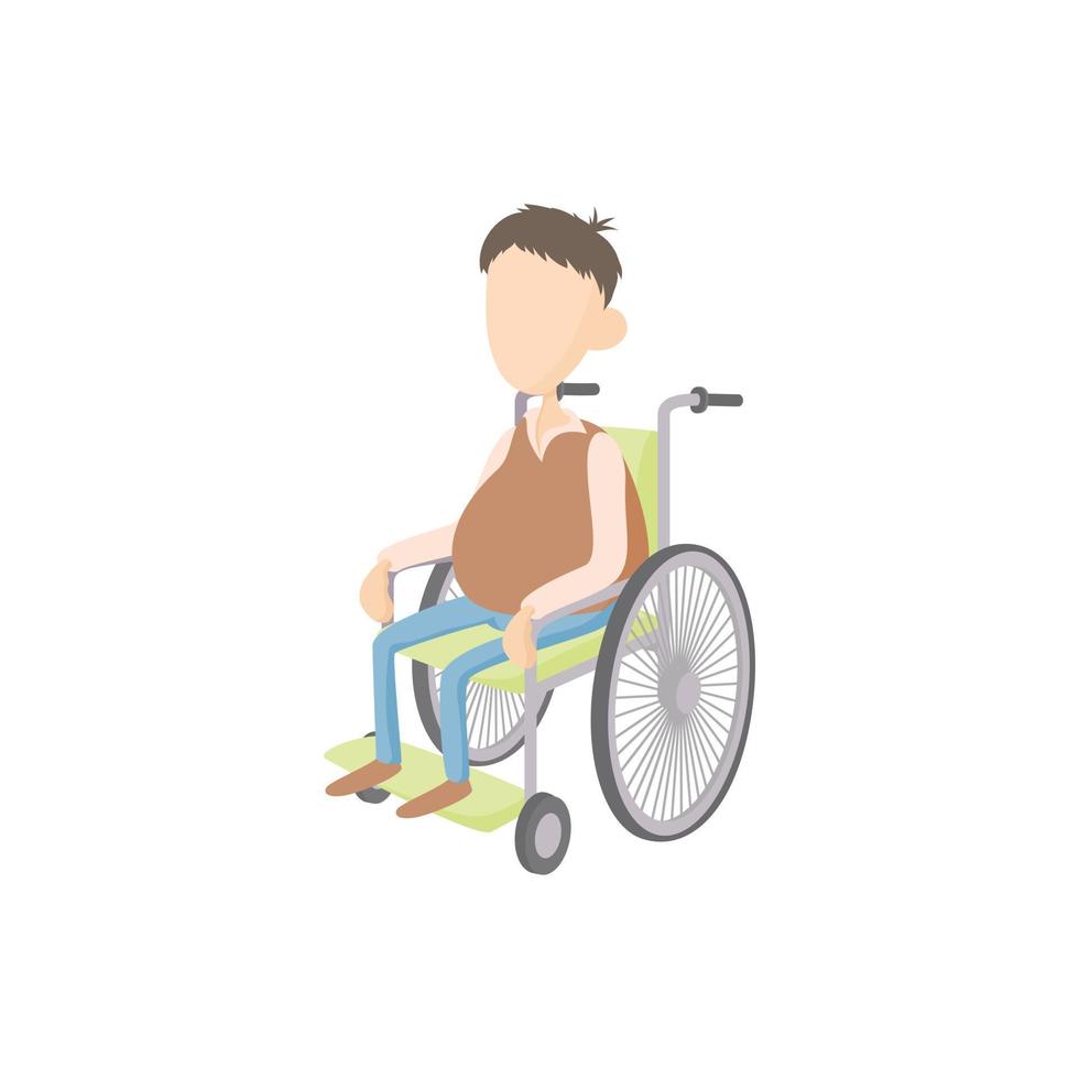 homme en icône de fauteuil roulant, style cartoon vecteur