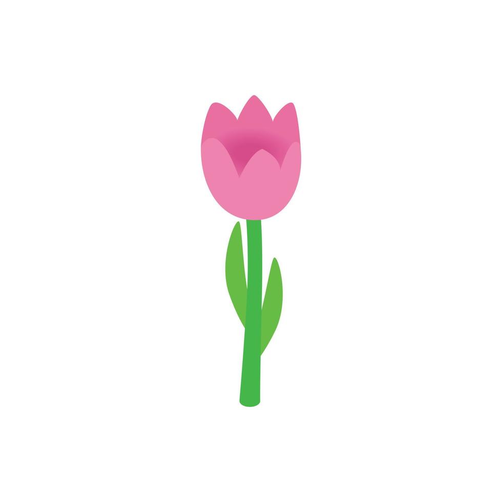 icône 3d isométrique tulipe rose vecteur