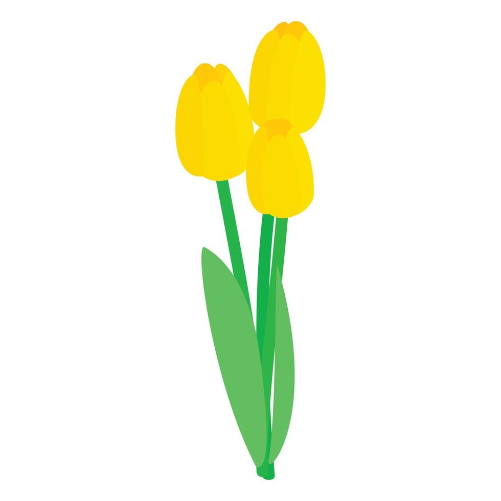 icône de tulipes jaunes, style 3d isométrique vecteur