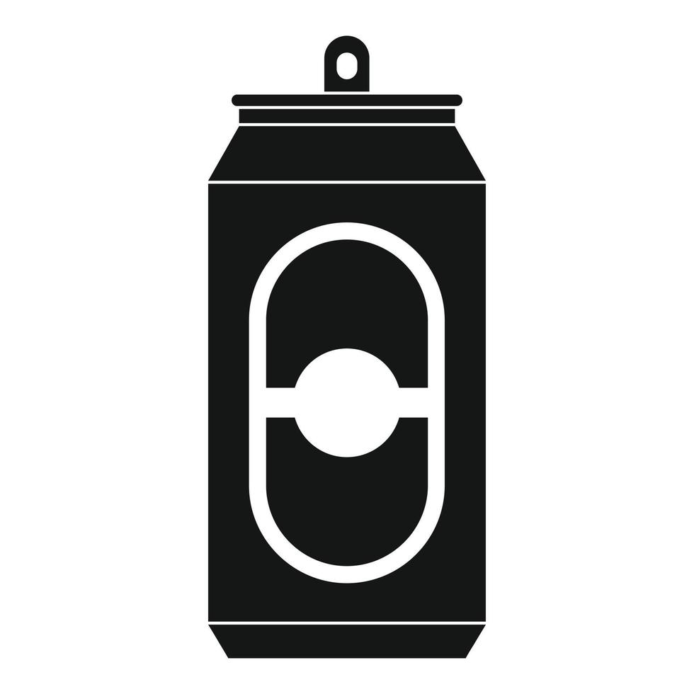 icône de canette de bière noire, style simple vecteur