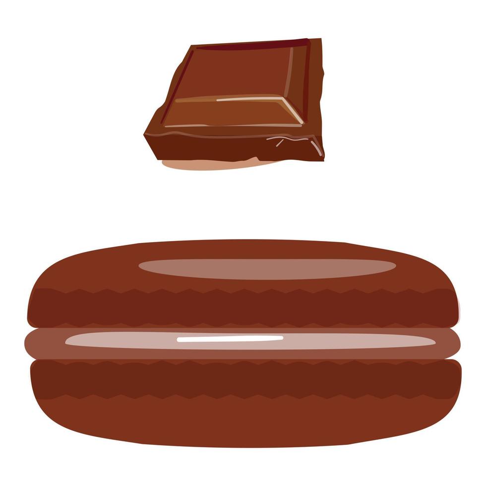 vecteur de dessin animé d'icône de macaron au chocolat. gâteau français