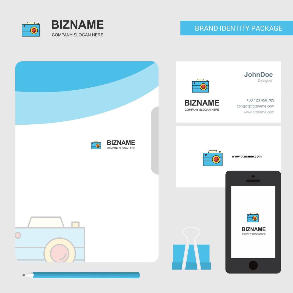 couverture de fichier de logo d'entreprise de caméra carte de visite et illustration vectorielle de conception d'application mobile vecteur