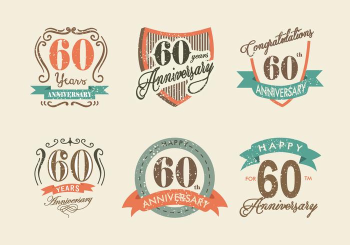 Vintage Label Retro Anniversary Pack Vector