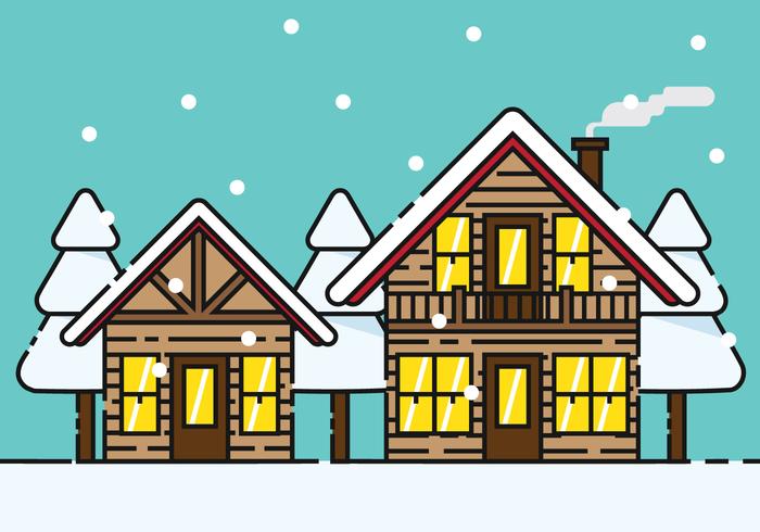 Snowy Chalet Vector Illustration