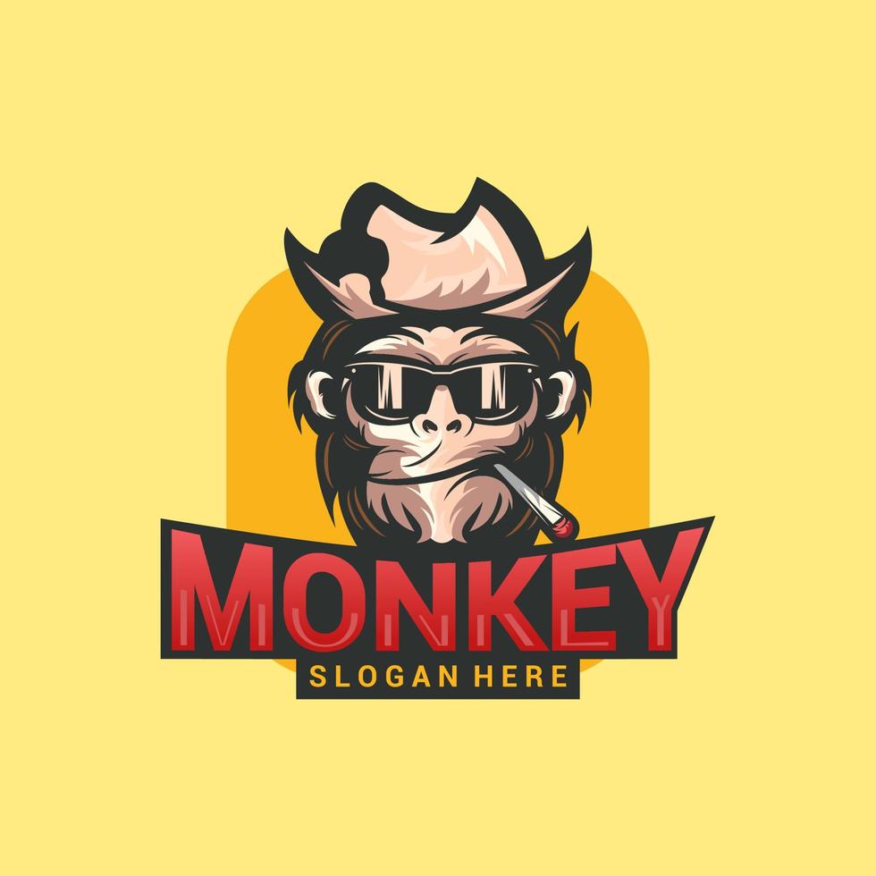 illustration de logo vectoriel mascotte singe geek