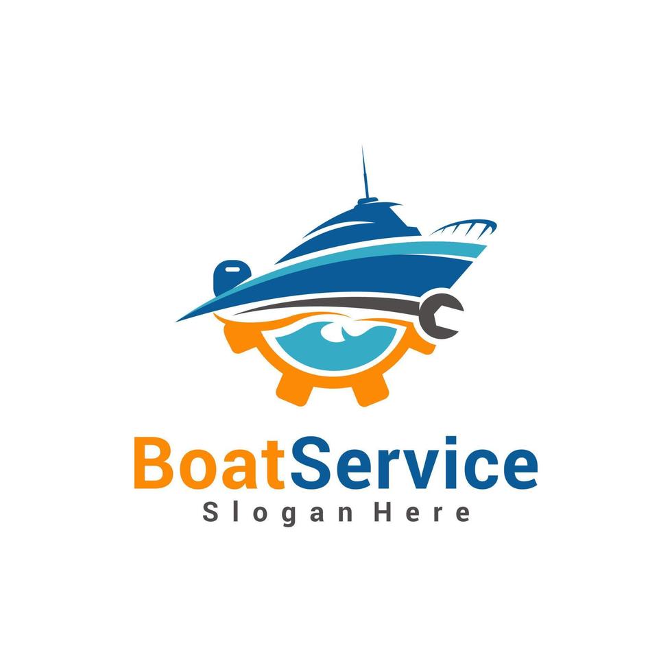 logo vectoriel premium de réparation et de service de bateaux