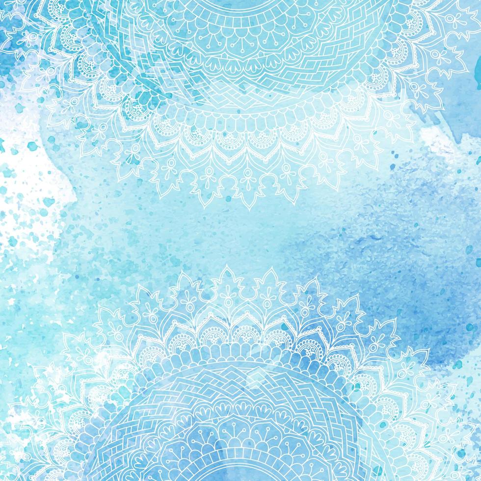 conception de mandala sur texture aquarelle vecteur