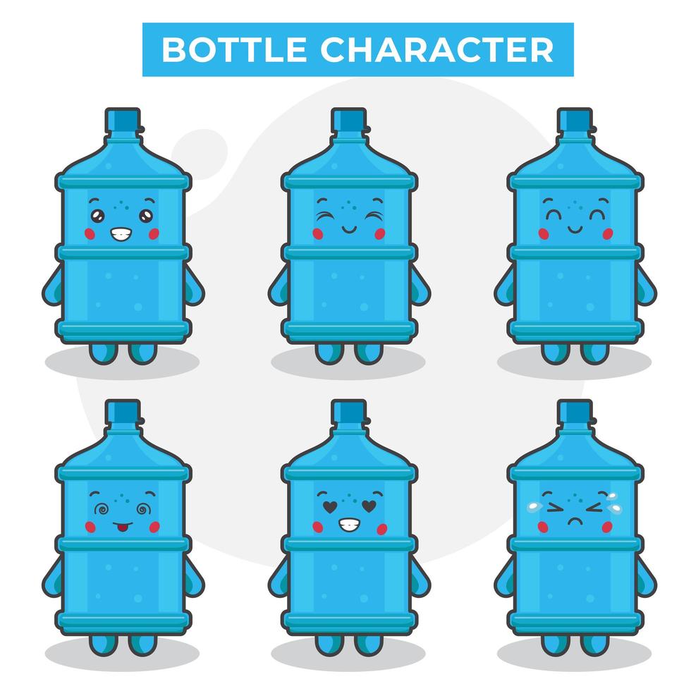 personnages de bouteille mignons avec diverses expressions vecteur