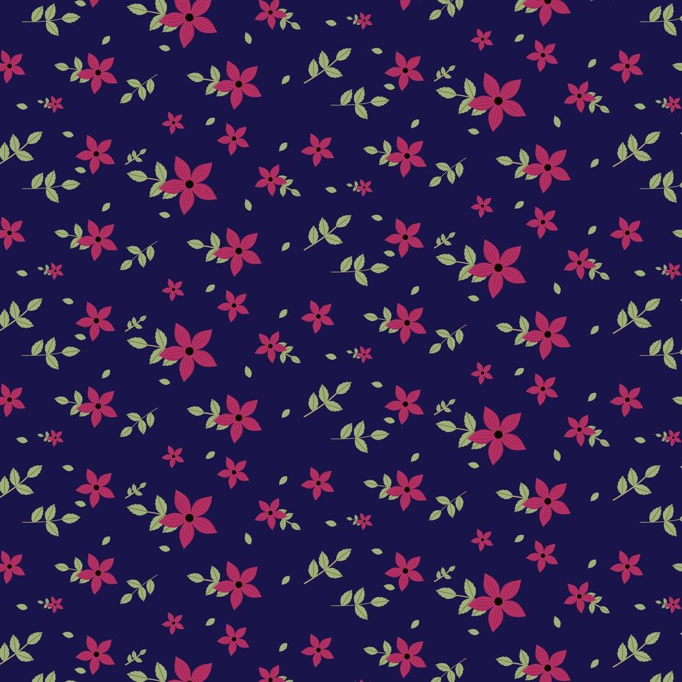 motif floral bleu marine et rose vecteur