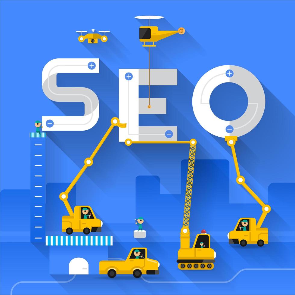 conception de site de construction de concept seo vecteur