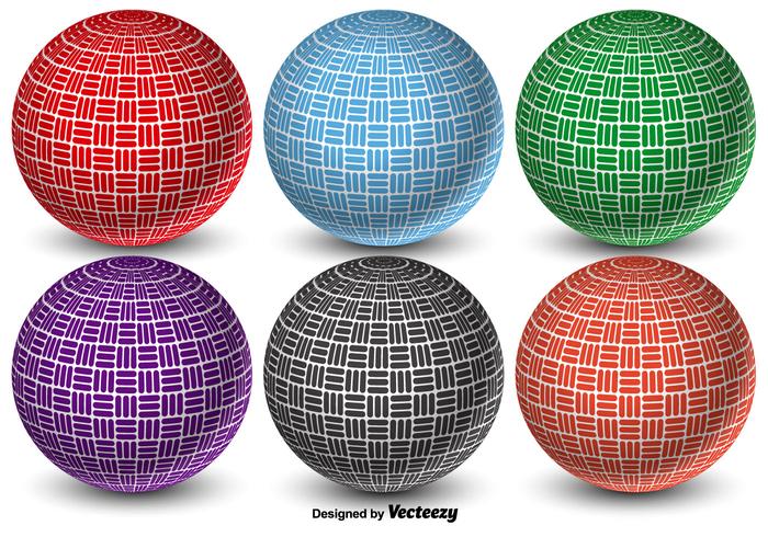 Colorful 3D Abstract Vector Dodgeball Balls
