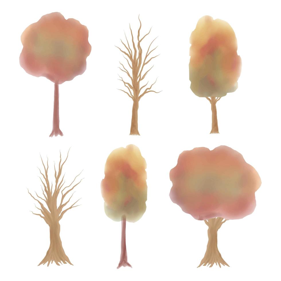 collection d'arbres d'automne aquarelle vecteur