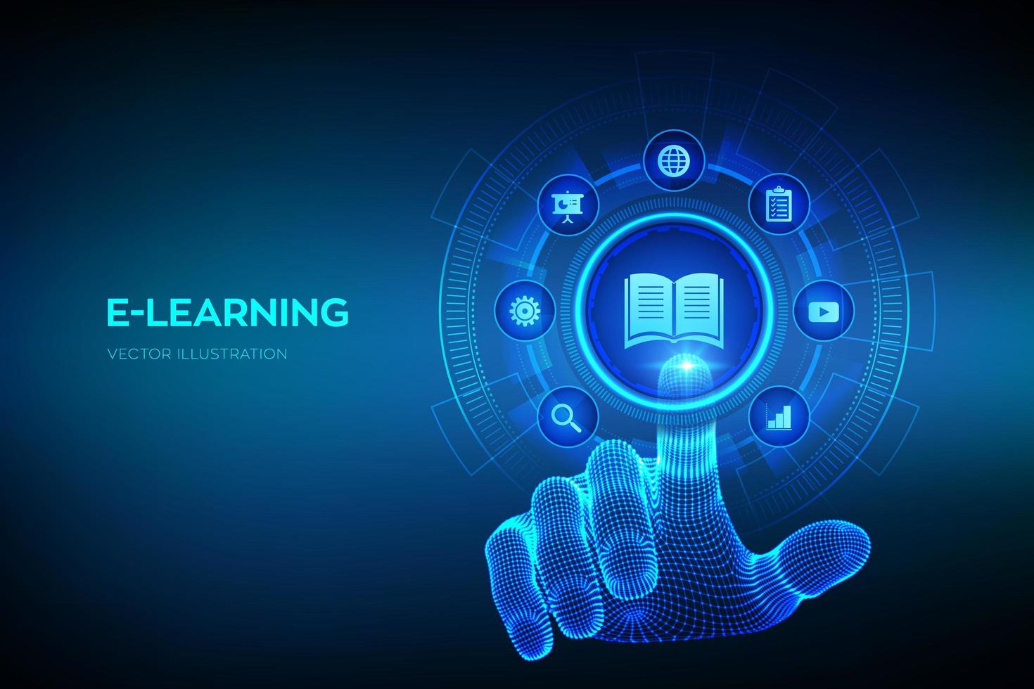 bannière futuriste de formation en ligne e-learning vecteur