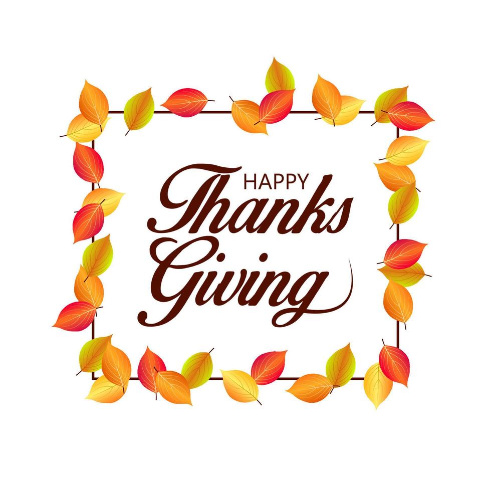 typographie moderne lettrage happy thanksgiving day avec des feuilles d'automne vecteur