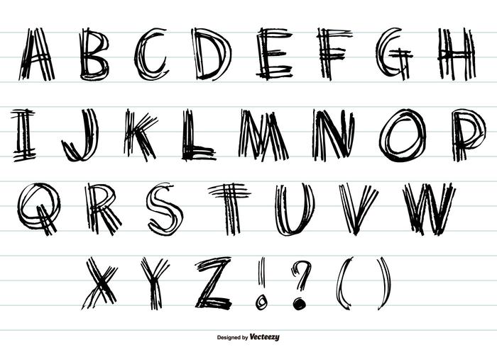 Mignon Sketchy Alphabet Collection vecteur