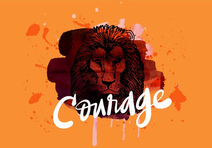 Courage Lion Aquarelle vecteur