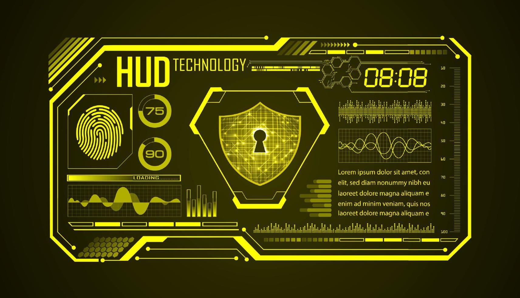 fond d'écran de technologie hud moderne avec serrure vecteur