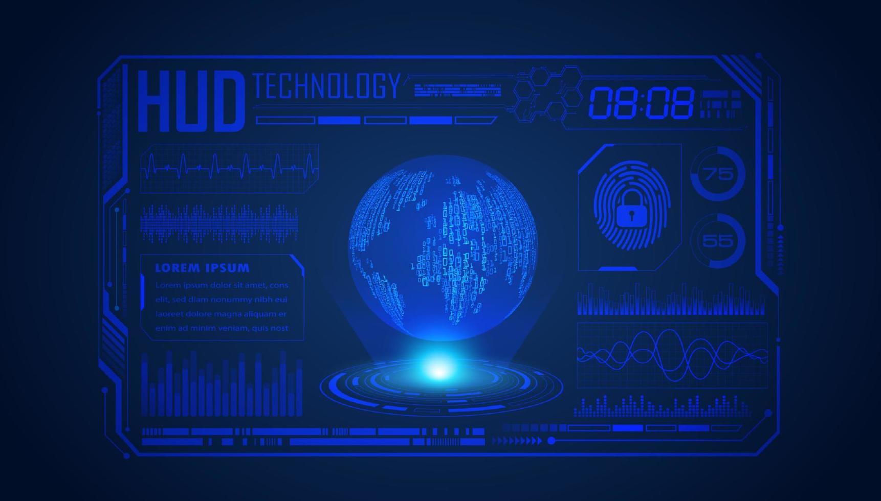 fond décran de technologie hud moderne avec globe bleu vecteur