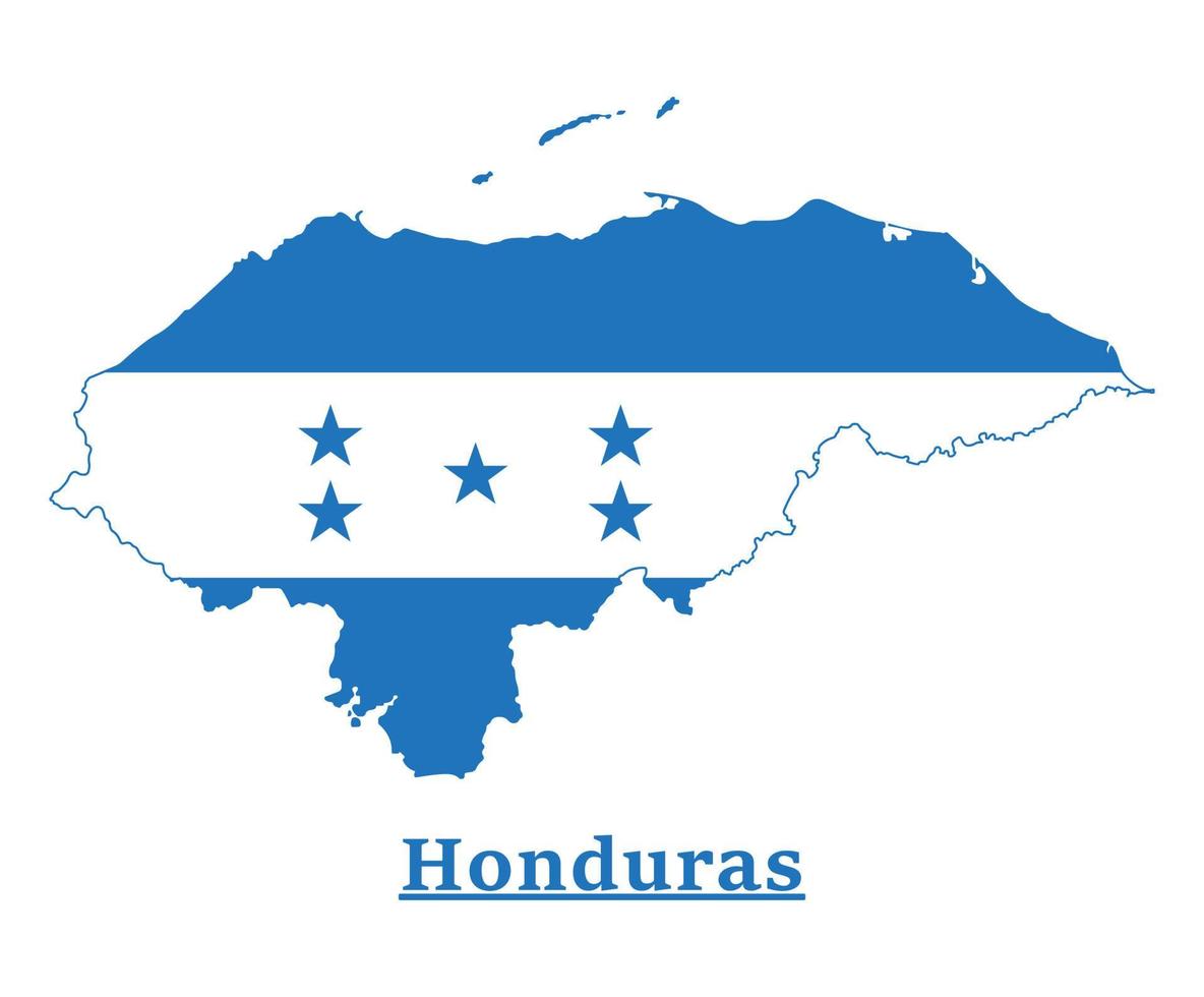 conception de la carte du drapeau national du honduras, illustration du drapeau du pays du honduras à l'intérieur de la carte vecteur