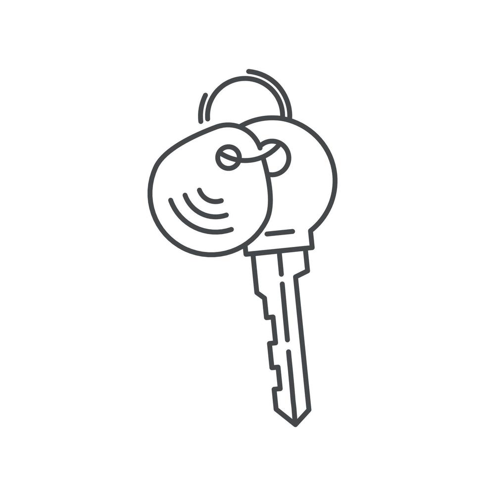 trousseau de clé de porte et étiquette rfid. illustration d'icône de ligne. vecteur isolé sur fond blanc