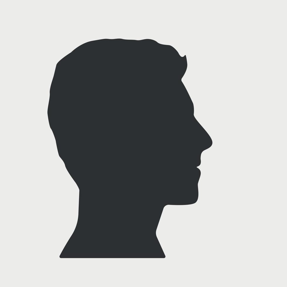 silhouette de profil d'homme. icône de visage masculin. illustration vectorielle sur fond blanc sur blanc vecteur