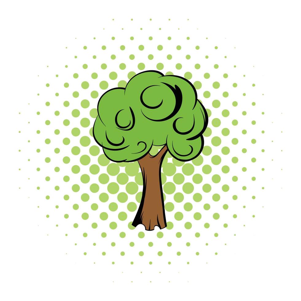 icône de bande dessinée arbre vert vecteur