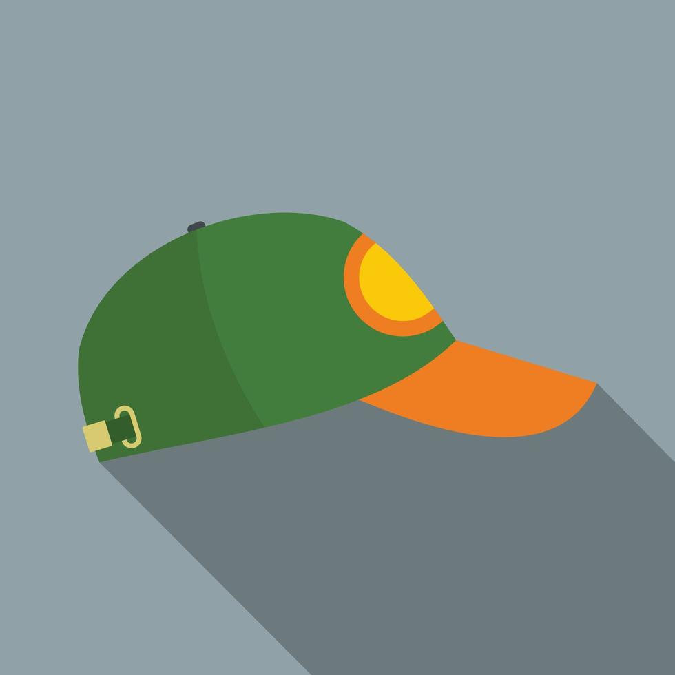 icône plate de chapeau de baseball vert vecteur