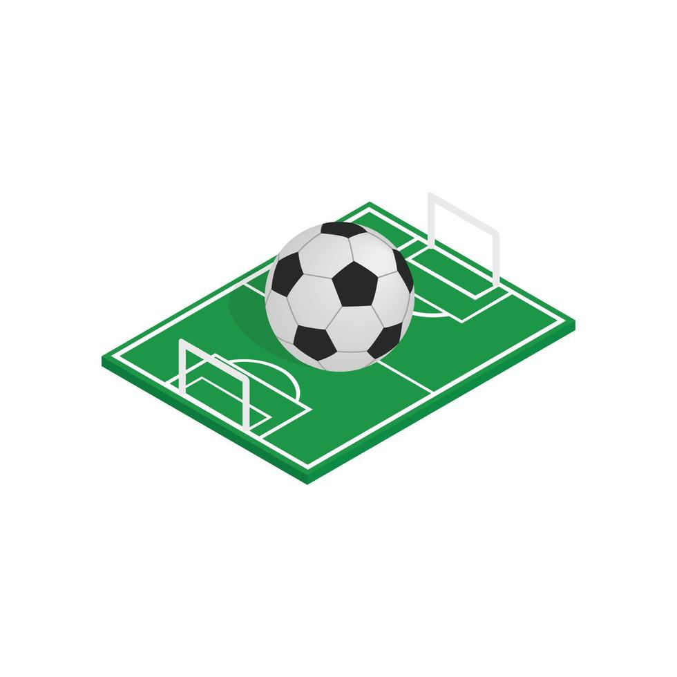 balle sur l'icône du terrain de football, style 3d isométrique vecteur