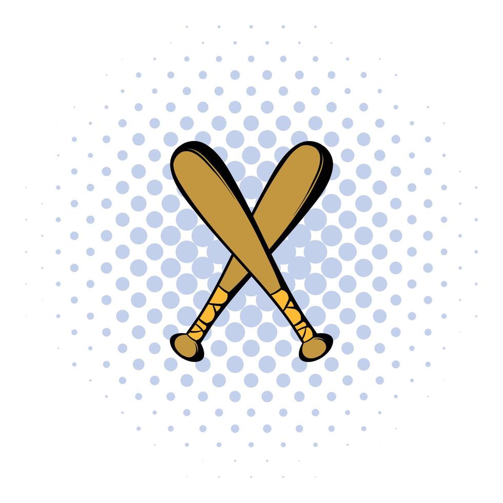 icône de deux battes de baseball croisées, style bande dessinée vecteur