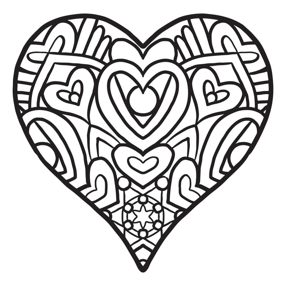 joli motif de doodle coeur d'amour vecteur