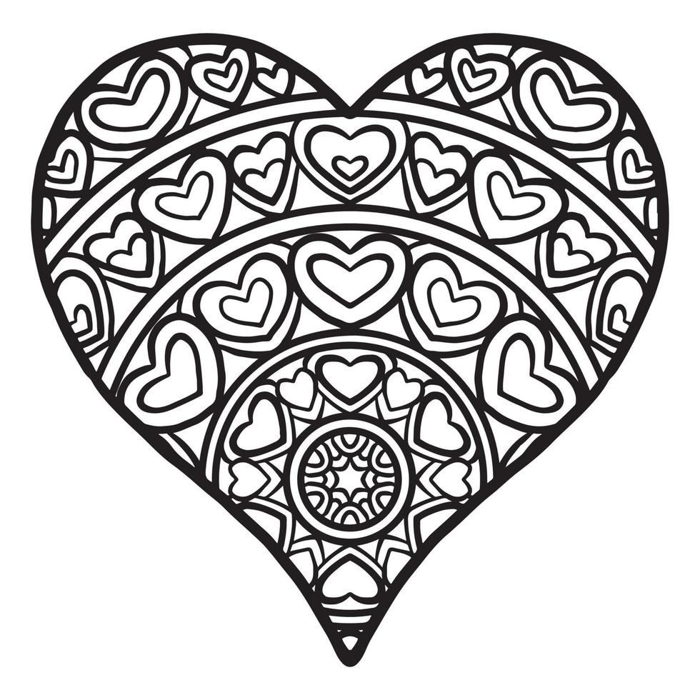 joli motif de doodle coeur d'amour vecteur