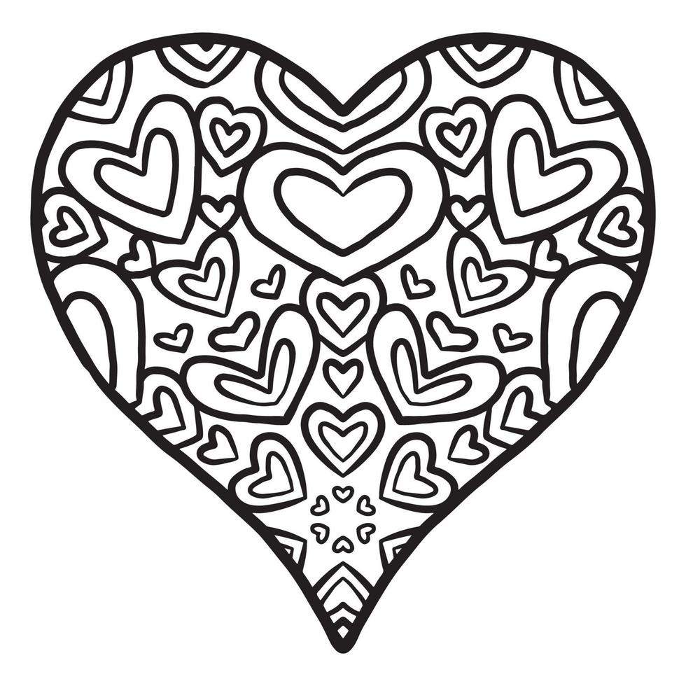 joli motif de doodle coeur d'amour vecteur