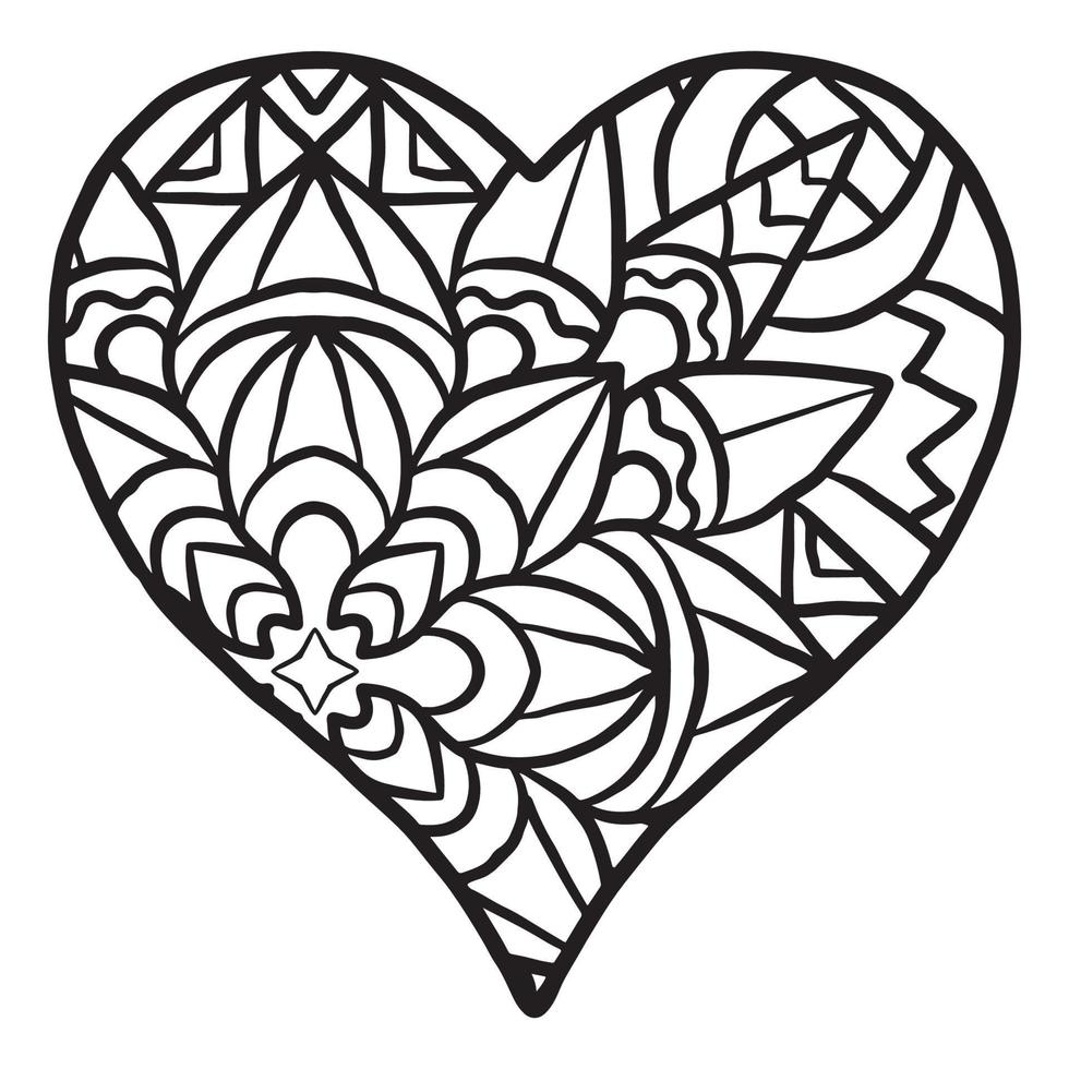 joli motif de doodle coeur d'amour vecteur