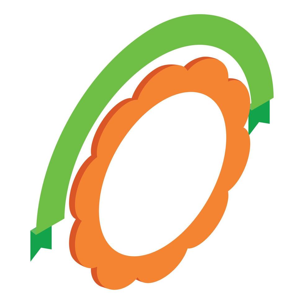 rosette avec icône de ruban vert, style 3d isométrique vecteur