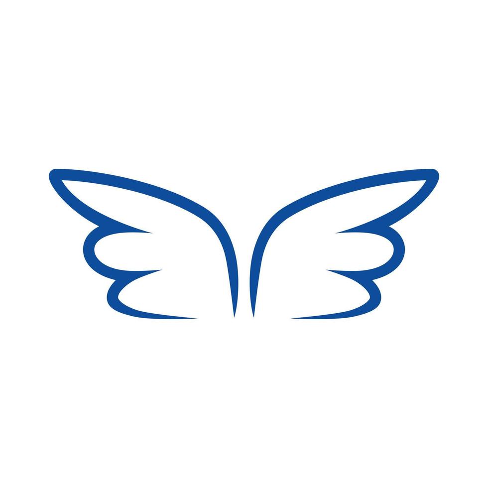 une paire d'icônes d'ailes de contour bleu, style simple vecteur