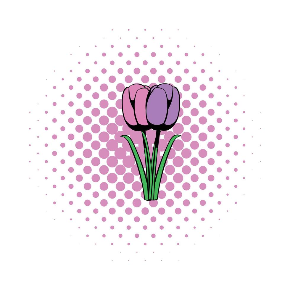 icône de bande dessinée tulipe violette vecteur