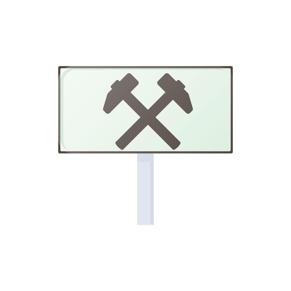 icône de panneau de signalisation de deux marteaux, style cartoon vecteur