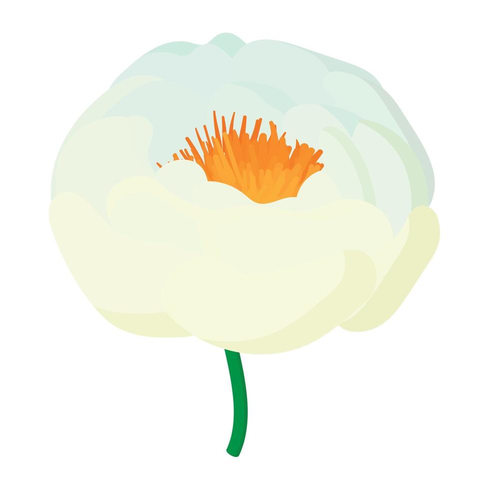 icône de fleur blanche, style cartoon vecteur