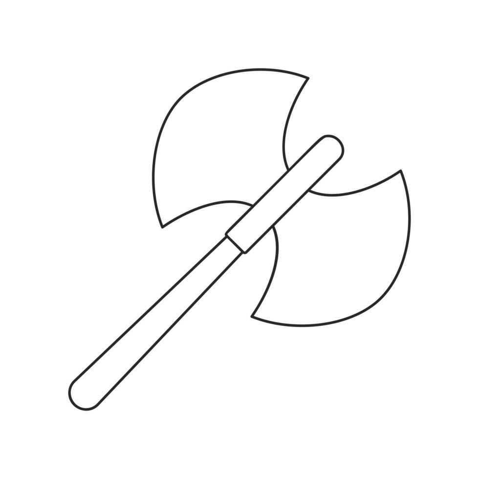 icône de fine ligne de double hache de bataille antique vecteur