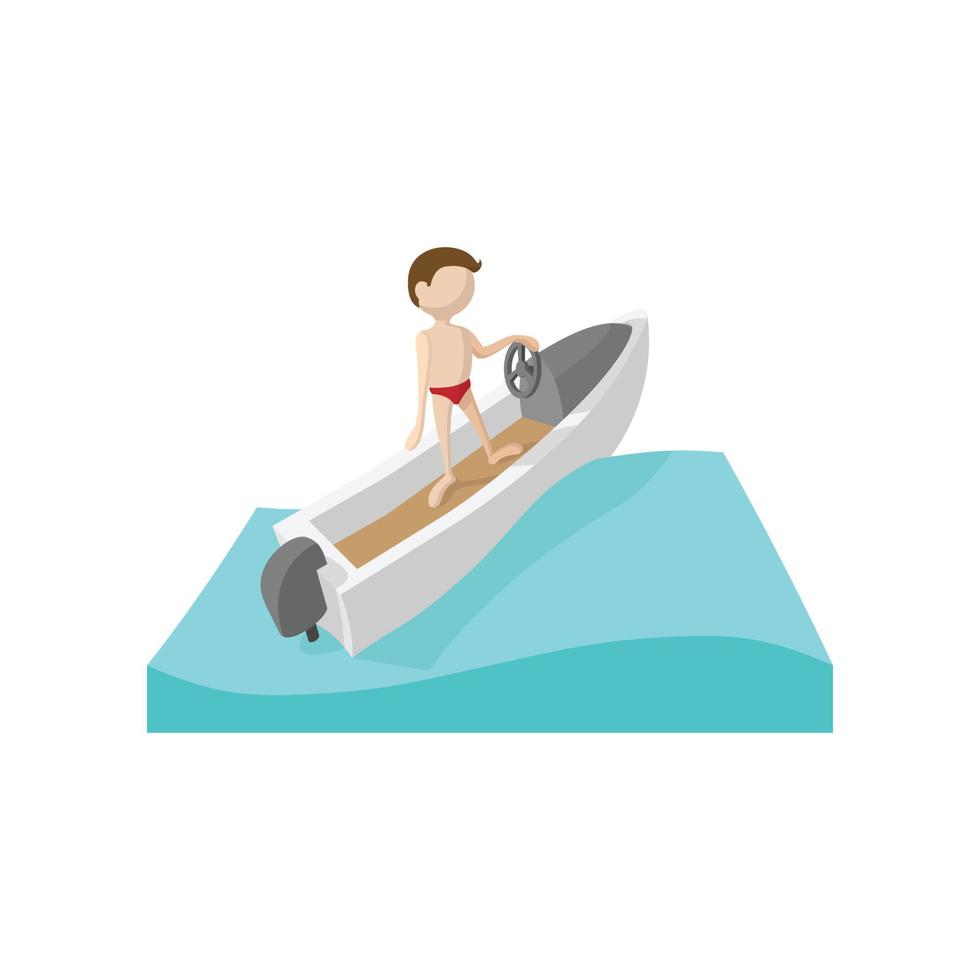 icône de dessin animé de bateau de course vecteur