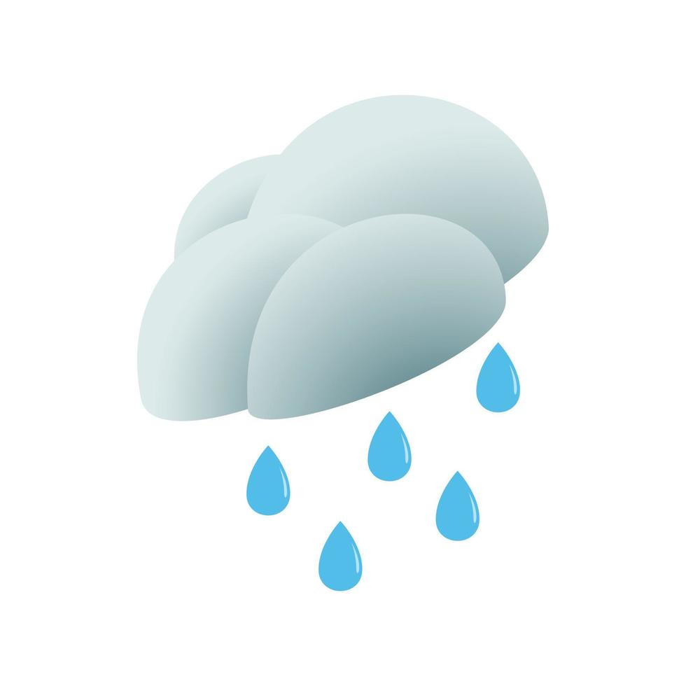 nuage avec icône de goutte de pluie, style 3d isométrique vecteur