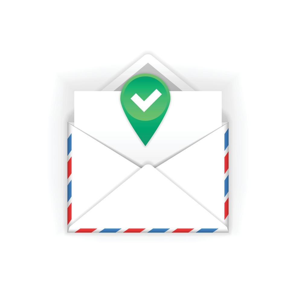 enveloppe avec icône plate de signe d'acceptation vecteur