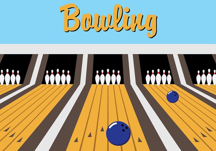 Bleu Retro Bowling Lane Vector