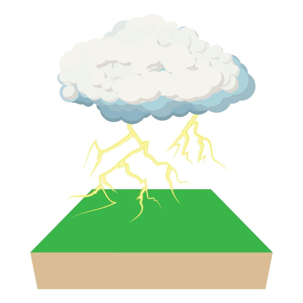 icône nuage et foudre, style cartoon vecteur