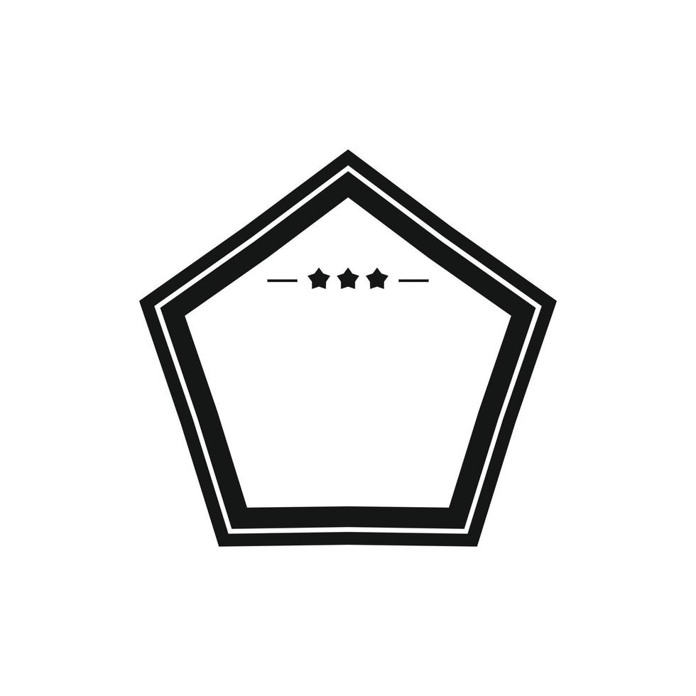 badge blanc avec icône trois étoiles, style simple vecteur