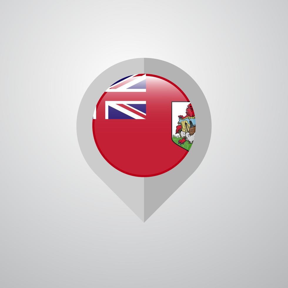 pointeur de navigation de carte avec le vecteur de conception du drapeau des bermudes