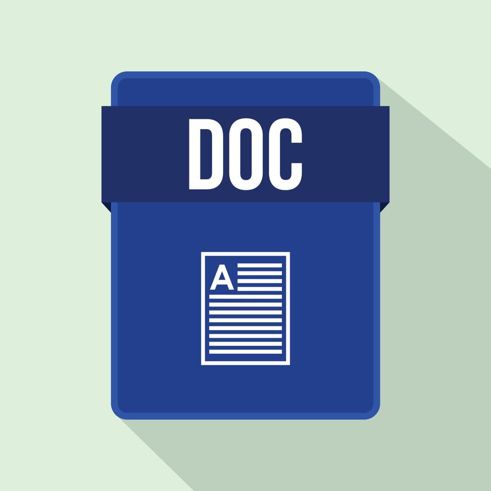 icône de fichier doc, style plat vecteur
