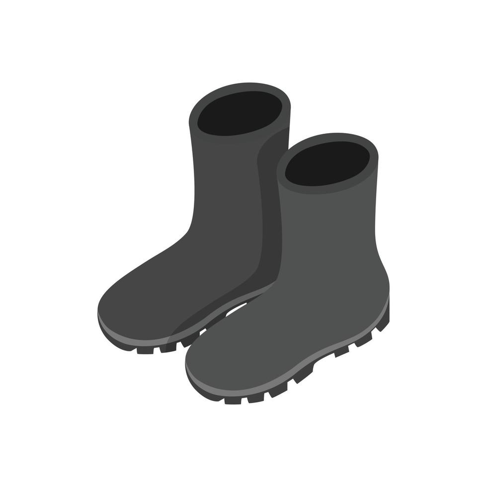 bottes en caoutchouc noir icône 3d isométrique vecteur